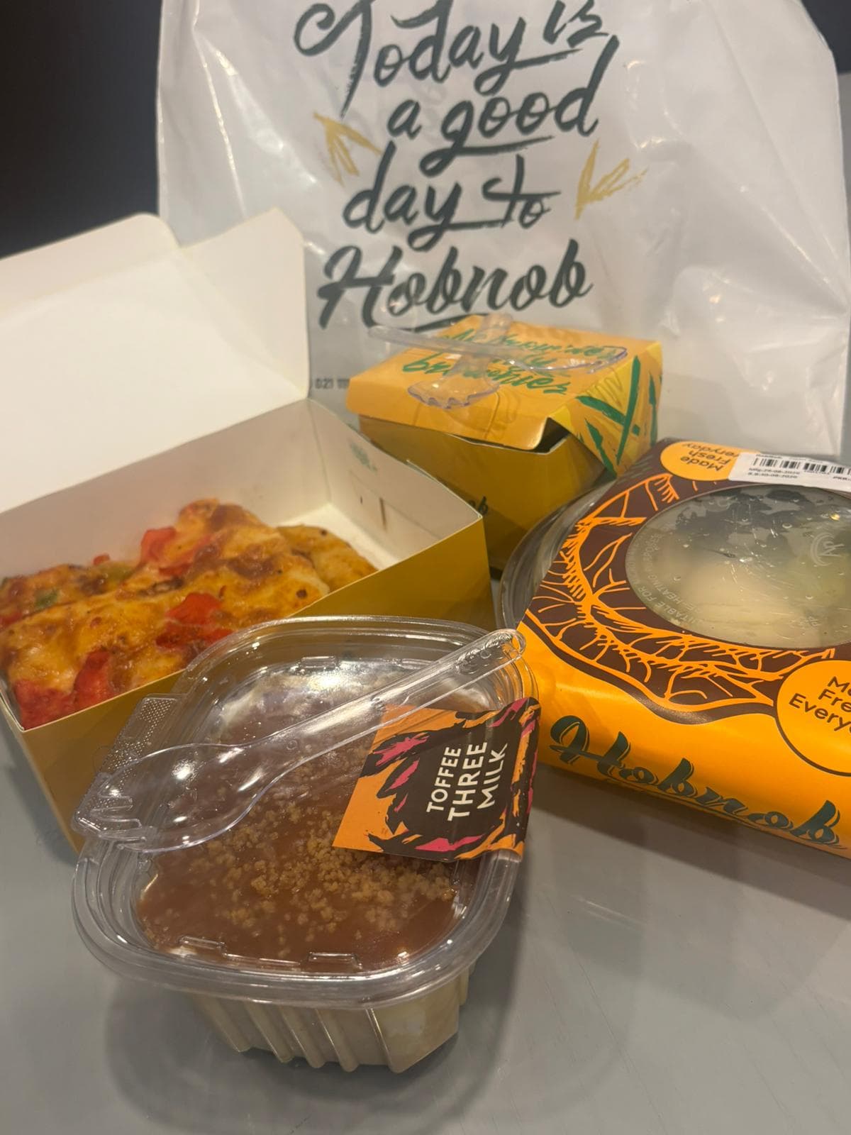 Hobnob baked food and desserts with their takeaway packaging