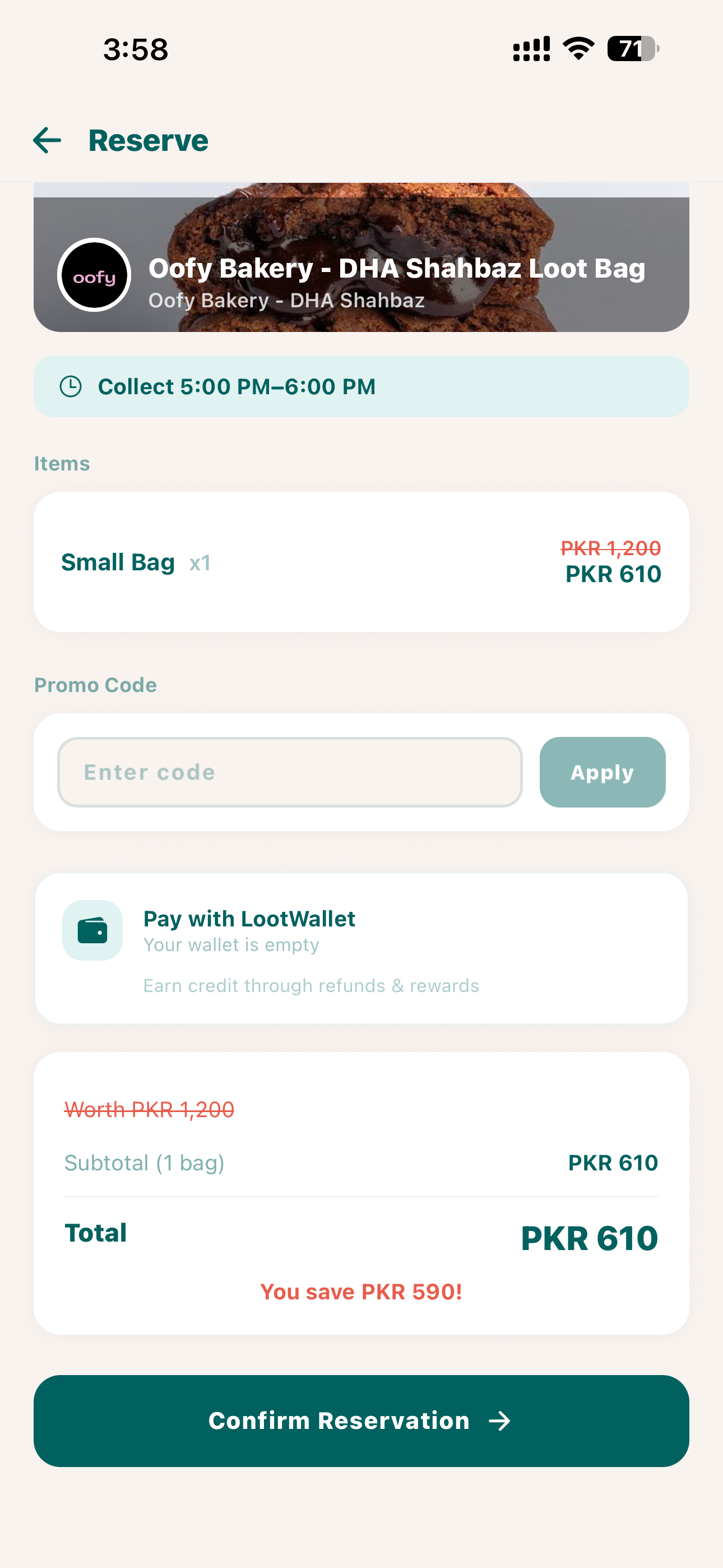 Reserve an Oofy Bakery loot bag — PKR 610, save 49%