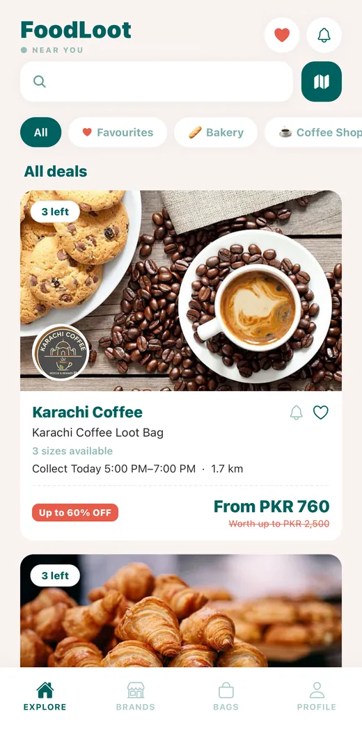 FoodLoot app — this evening's Loot Bag deals in Karachi, up to 60% off